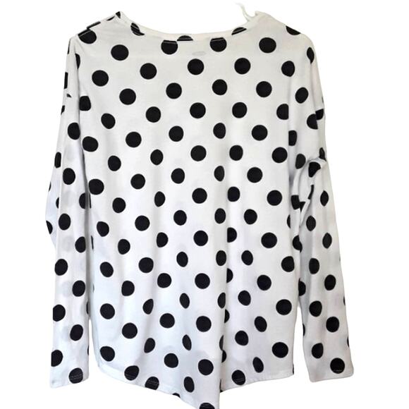 Old Navy Sz XXL 16 Y2K Softest Tee White Black Polka Dot Stretchy High Low Top - Picture 2 of 8